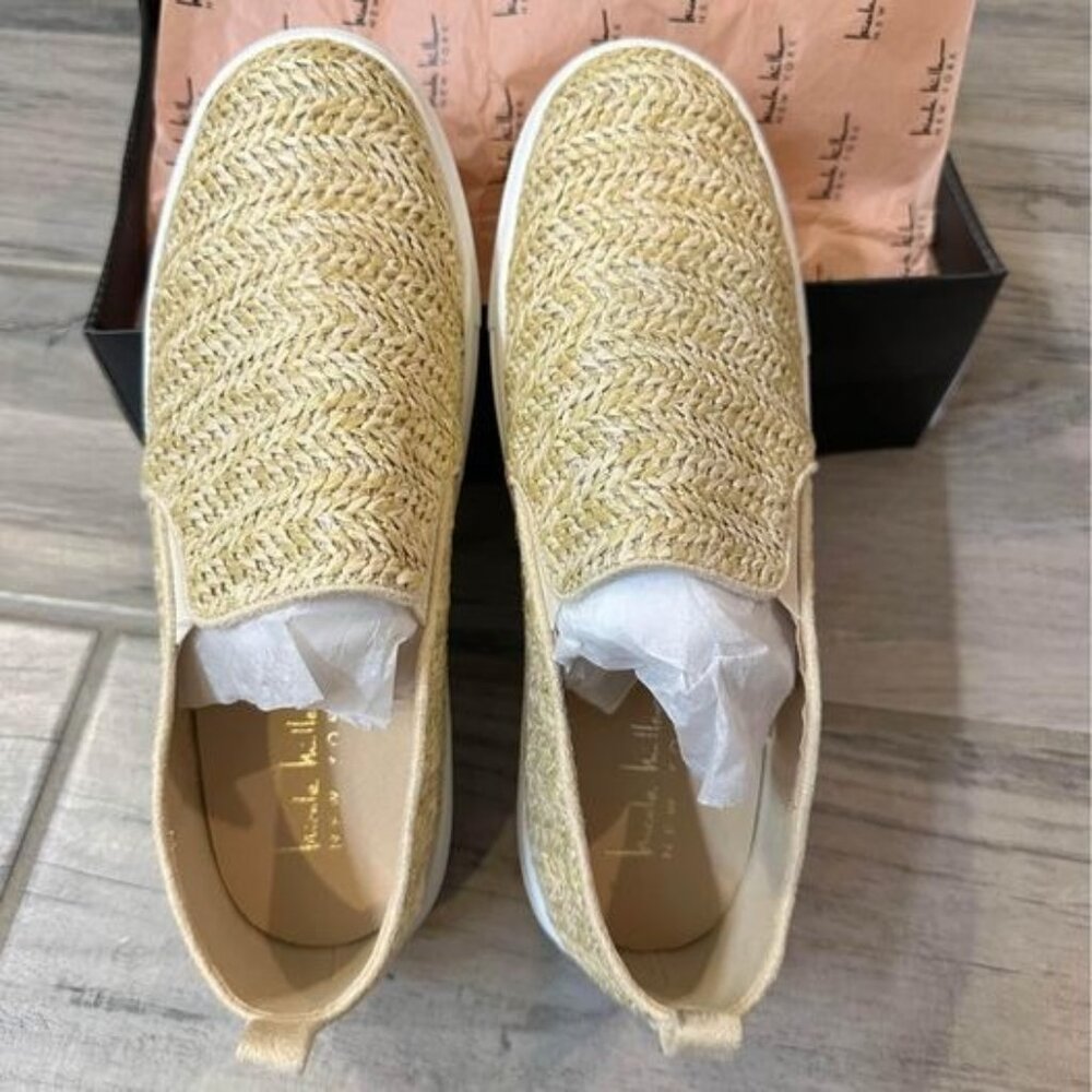 NICOLE MILLER Women's Size 8 New York Tonnille Woven Straw Slip-On Sneakers Boho